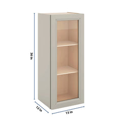 J&K Pebble B6 Wall Glass Cabinet - 15" W x 36" H (No Glass Insert)
