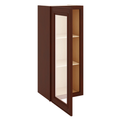 J&K Mahogany J5 Wall Glass Cabinet - 15" W x 36" H (No Glass Insert)
