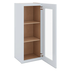 J&K White Shaker S8 Wall Glass Cabinet - 15" W x 36" H (No Glass Insert)
