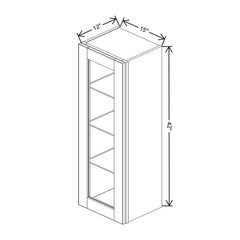 J&K Almond S2 Wall Glass Cabinet - 15" W x 42" H (No Glass Insert)
