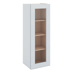 J&K White Shaker S8 Wall Glass Cabinet - 15" W x 42" H (No Glass Insert)