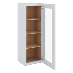 J&K White Shaker S8 Wall Glass Cabinet - 15" W x 42" H (No Glass Insert)