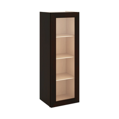J&K Espresso K8 Wall Glass Cabinet - 15" W x 42" H (No Glass Insert)