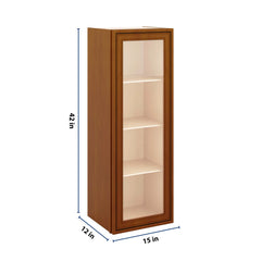 J&K Mocha Glazed K10 Wall Glass Cabinet - 15" W x 42" H (No Glass Insert)