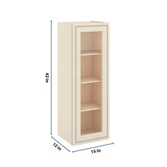 J&K Pearl Glazed H9 Wall Glass Cabinet - 15" W x 42" H (No Glass Insert)