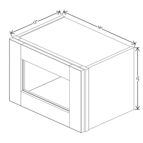 J&K Creme Glazed A7 Wall Glass Cabinet - 18" W x 12" H (No Glass Insert)