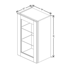 J&K Almond S2 Wall Glass Cabinet - 18" W x 30" H (No Glass Insert)