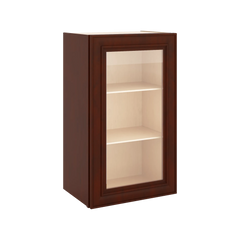 J&K Mahogany J5 Wall Glass Cabinet - 18" W x 30" H (No Glass Insert)
