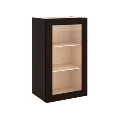 J&K Espresso K8 Wall Glass Cabinet - 18" W x 30" H (No Glass Insert)