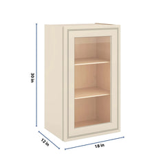 J&K Pearl Glazed H9 Wall Glass Cabinet - 18" W x 30" H (No Glass Insert)
