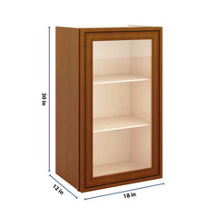 J&K Mocha Glazed K10 Wall Glass Cabinet - 18" W x 30" H (No Glass Insert)