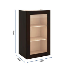 J&K Espresso K8 Wall Glass Cabinet - 18" W x 30" H (No Glass Insert)