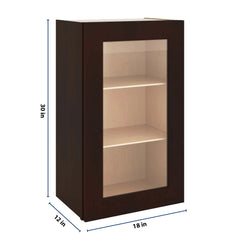 J&K Java Coffee S1 Wall Glass Cabinet - 18" W x 30" H (No Glass Insert)
