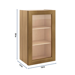 J&K Butterscotch B8 Wall Glass Cabinet - 18" W x 30" H (No Glass Insert)