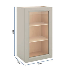 J&K Pebble B6 Wall Glass Cabinet - 18" W x 30" H (No Glass Insert)