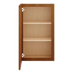 J&K Mocha Glazed K10 Wall Glass Cabinet - 18" W x 30" H (No Glass Insert)