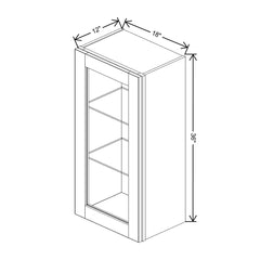 J&K Almond S2 Wall Glass Cabinet - 18" W x 36" H (No Glass Insert)