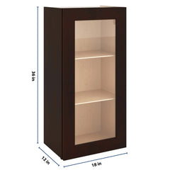 J&K Java Coffee S1 Wall Glass Cabinet - 18" W x 36" H (No Glass Insert)