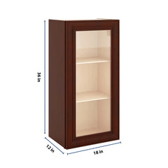 J&K Mahogany J5 Wall Glass Cabinet - 18" W x 36" H (No Glass Insert)
