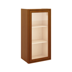 J&K Mocha Glazed K10 Wall Glass Cabinet - 18" W x 36" H (No Glass Insert)