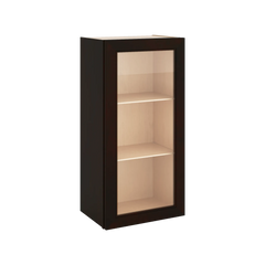 J&K Espresso K8 Wall Glass Cabinet - 18" W x 36" H (No Glass Insert)
