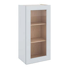 J&K White Shaker S8 Wall Glass Cabinet - 18" W x 36" H (No Glass Insert)