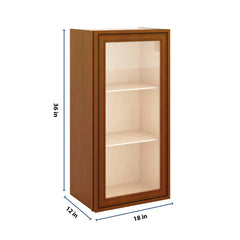 J&K Mocha Glazed K10 Wall Glass Cabinet - 18" W x 36" H (No Glass Insert)