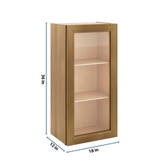 J&K Butterscotch B8 Wall Glass Cabinet - 18" W x 36" H (No Glass Insert)