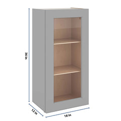 J&K Castle Grey S5 Wall Glass Cabinet - 18" W x 36" H (No Glass Insert)
