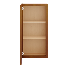 J&K Mocha Glazed K10 Wall Glass Cabinet - 18" W x 36" H (No Glass Insert)
