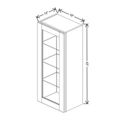 J&K Almond S2 Wall Glass Cabinet - 18" W x 42" H (No Glass Insert)