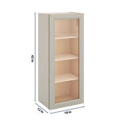 J&K Pebble B6 Wall Glass Cabinet - 18" W x 42" H (No Glass Insert)