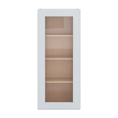 J&K White Shaker S8 Wall Glass Cabinet - 18" W x 42" H (No Glass Insert)