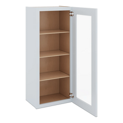 J&K White Shaker S8 Wall Glass Cabinet - 18" W x 42" H (No Glass Insert)
