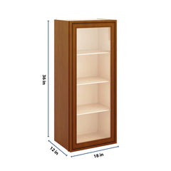 J&K Mocha Glazed K10 Wall Glass Cabinet - 18" W x 42" H (No Glass Insert)