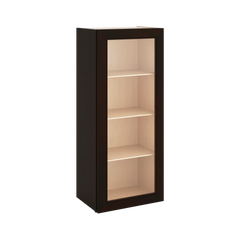 J&K Espresso K8 Wall Glass Cabinet - 18" W x 42" H (No Glass Insert)