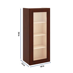 J&K Mahogany J5 Wall Glass Cabinet - 18" W x 42" H (No Glass Insert)