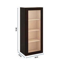 J&K Espresso K8 Wall Glass Cabinet - 18" W x 42" H (No Glass Insert)