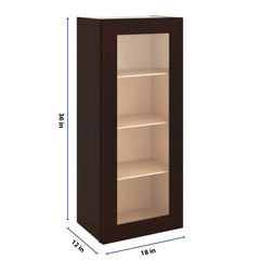 J&K Java Coffee S1 Wall Glass Cabinet - 18" W x 42" H (No Glass Insert)
