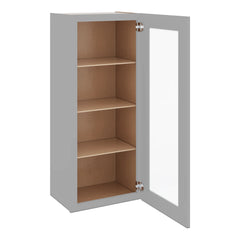 J&K Castle Grey S5 Wall Glass Cabinet - 18" W x 42" H (No Glass Insert)