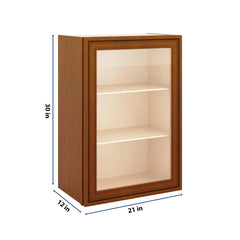 J&K Mocha Glazed K10 Wall Glass Cabinet - 21" W x 30" H (No Glass Insert)