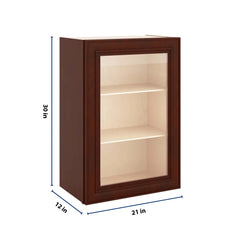 J&K Mahogany J5 Wall Glass Cabinet - 21" W x 30" H (No Glass Insert)