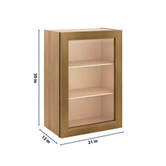 J&K Butterscotch B8 Wall Glass Cabinet - 21" W x 30" H (No Glass Insert)