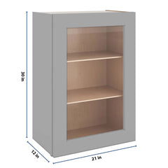 J&K Castle Grey S5 Wall Glass Cabinet - 21" W x 30" H (No Glass Insert)