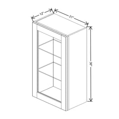 J&K Almond S2 Wall Glass Cabinet - 21" W x 36" H (No Glass Insert)