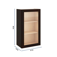 J&K Espresso K8 Wall Glass Cabinet - 21" W x 36" H (No Glass Insert)