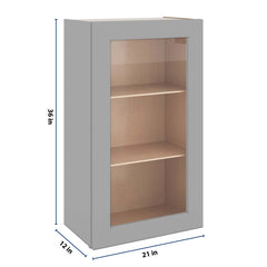 J&K Castle Grey S5 Wall Glass Cabinet - 21" W x 36" H (No Glass Insert)