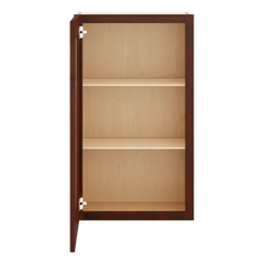 J&K Mahogany J5 Wall Glass Cabinet - 21" W x 36" H (No Glass Insert)