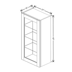 Mocha Wall Glass Cabinet - 21" W x 42" H (No Glass Insert)