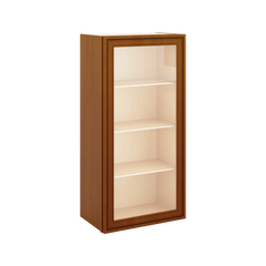 J&K Mocha Glazed K10 Wall Glass Cabinet - 21" W x 42" H (No Glass Insert)